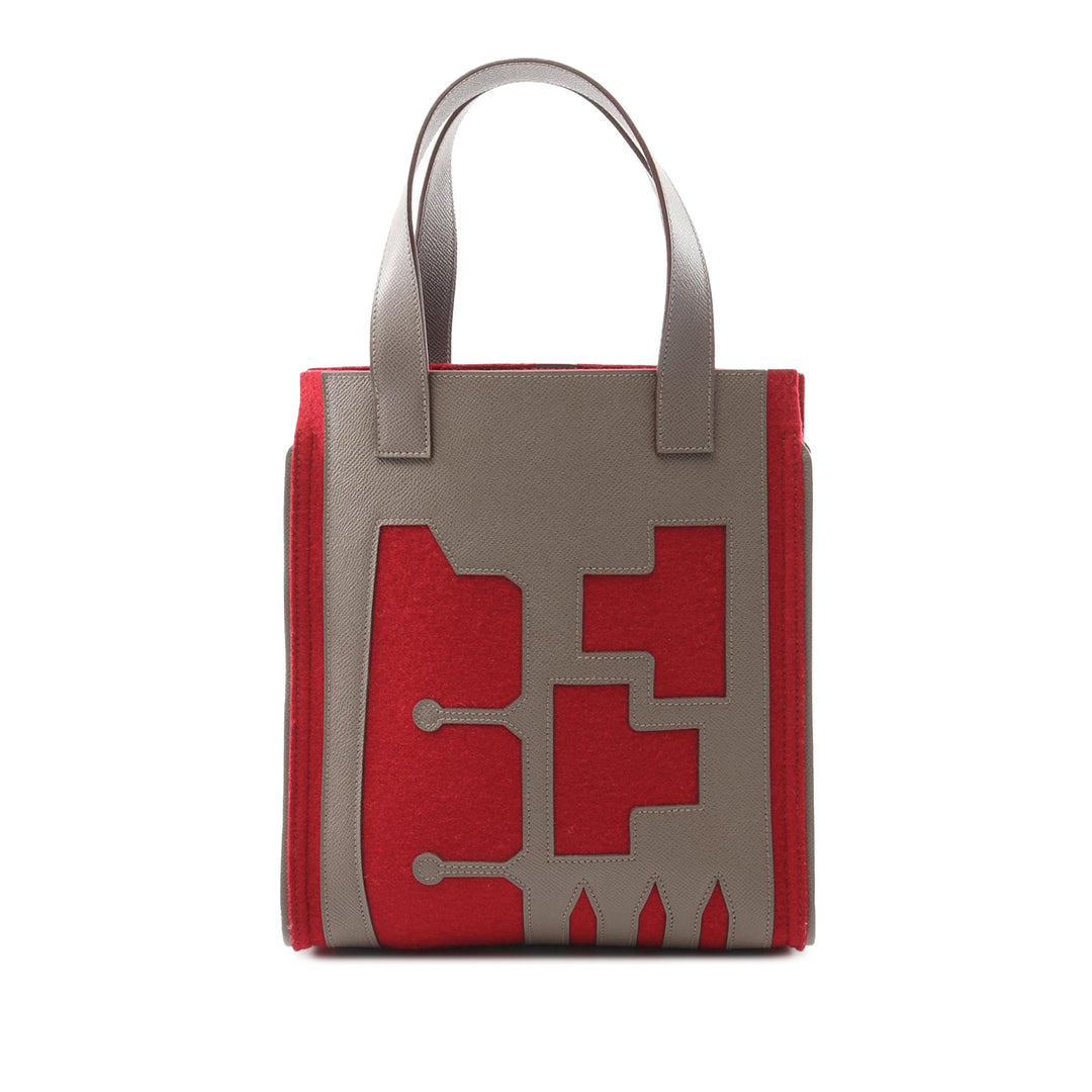 Epsom and Felt Petit H Skeleton Vertical Tote PM Gray - Gaby Paris