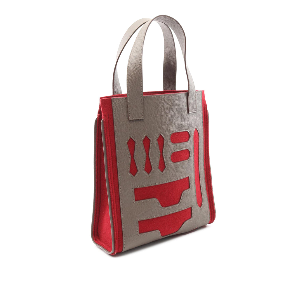 Epsom and Felt Petit H Skeleton Vertical Tote PM Gray - Gaby Paris