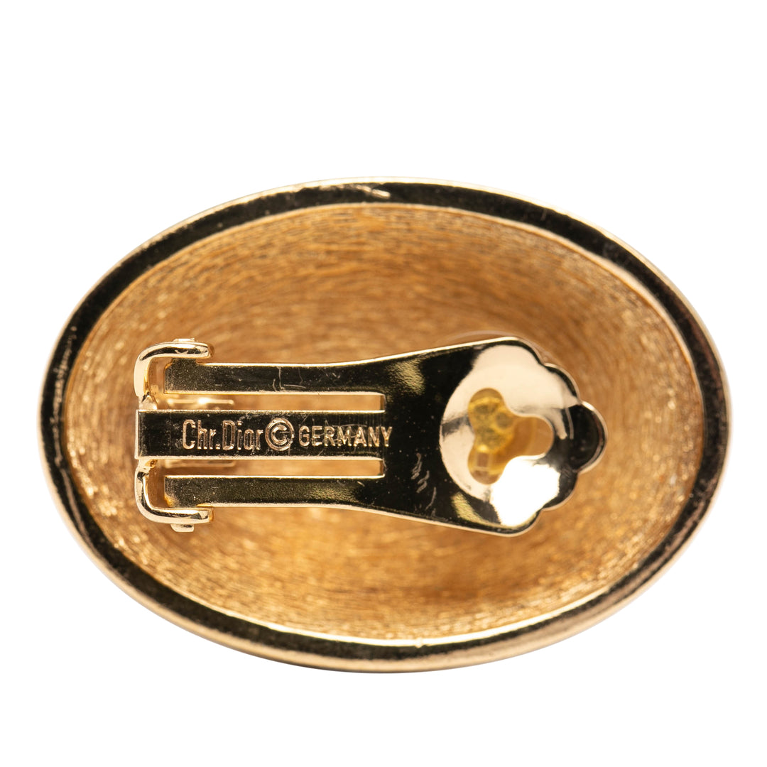 Dior plaqué Oval Logo Clip on Boucles d’oreilles
