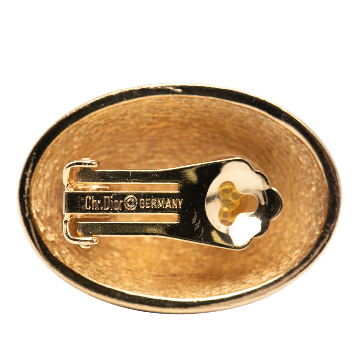 Dior plaqué Oval Logo Clip on Boucles d’oreilles