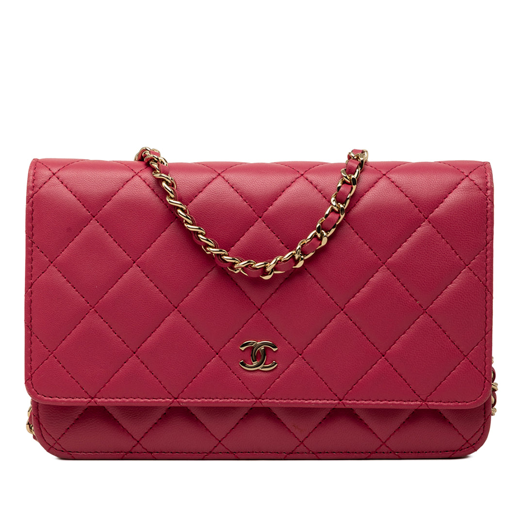 Chanel CC Matelassé Wallet on Chain Cuir d'agneau Rouge