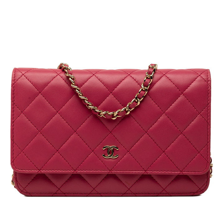Chanel CC Matelassé Wallet on Chain Cuir d'agneau Rouge