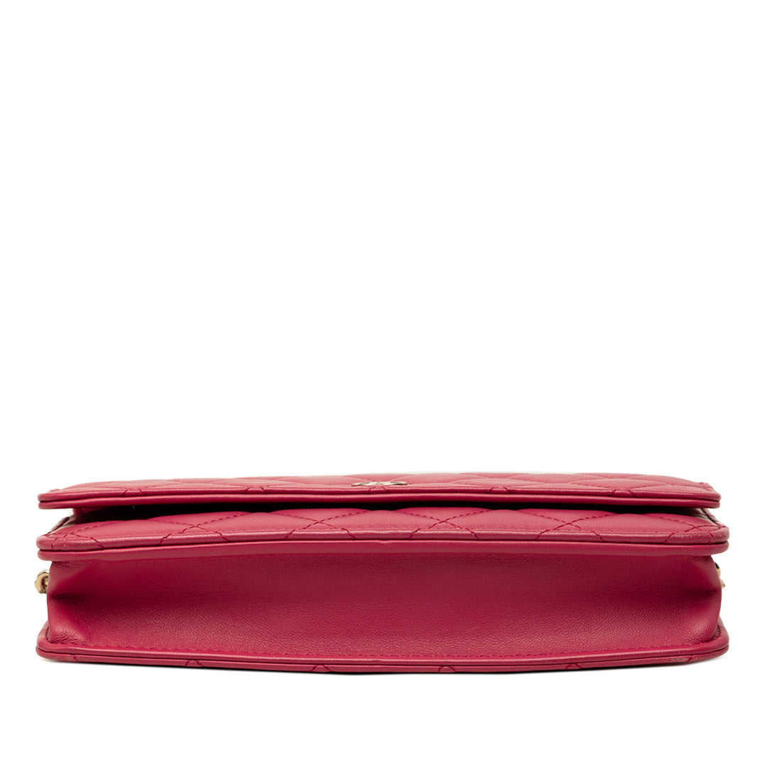 Chanel CC Matelassé Wallet on Chain Cuir d'agneau Rouge