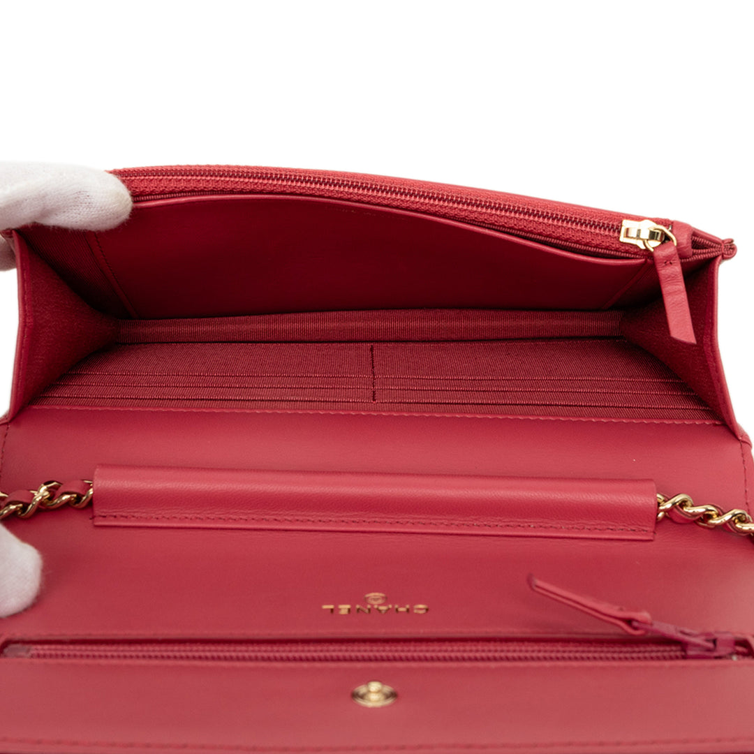 Chanel CC Matelassé Wallet on Chain Cuir d'agneau Rouge