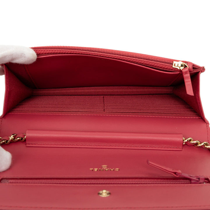 Chanel CC Matelassé Wallet on Chain Cuir d'agneau Rouge