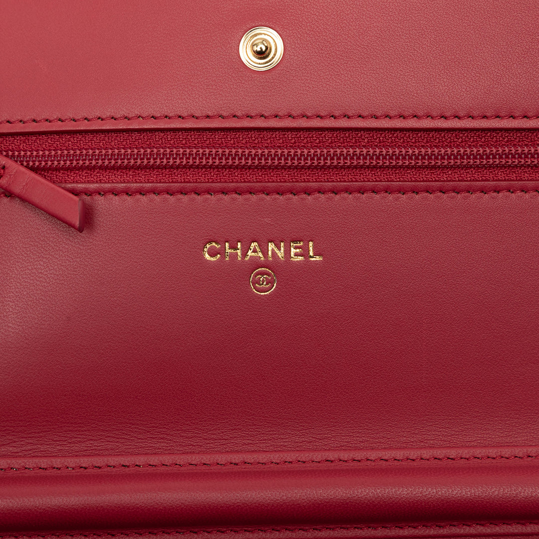 Chanel CC Matelassé Wallet on Chain Cuir d'agneau Rouge