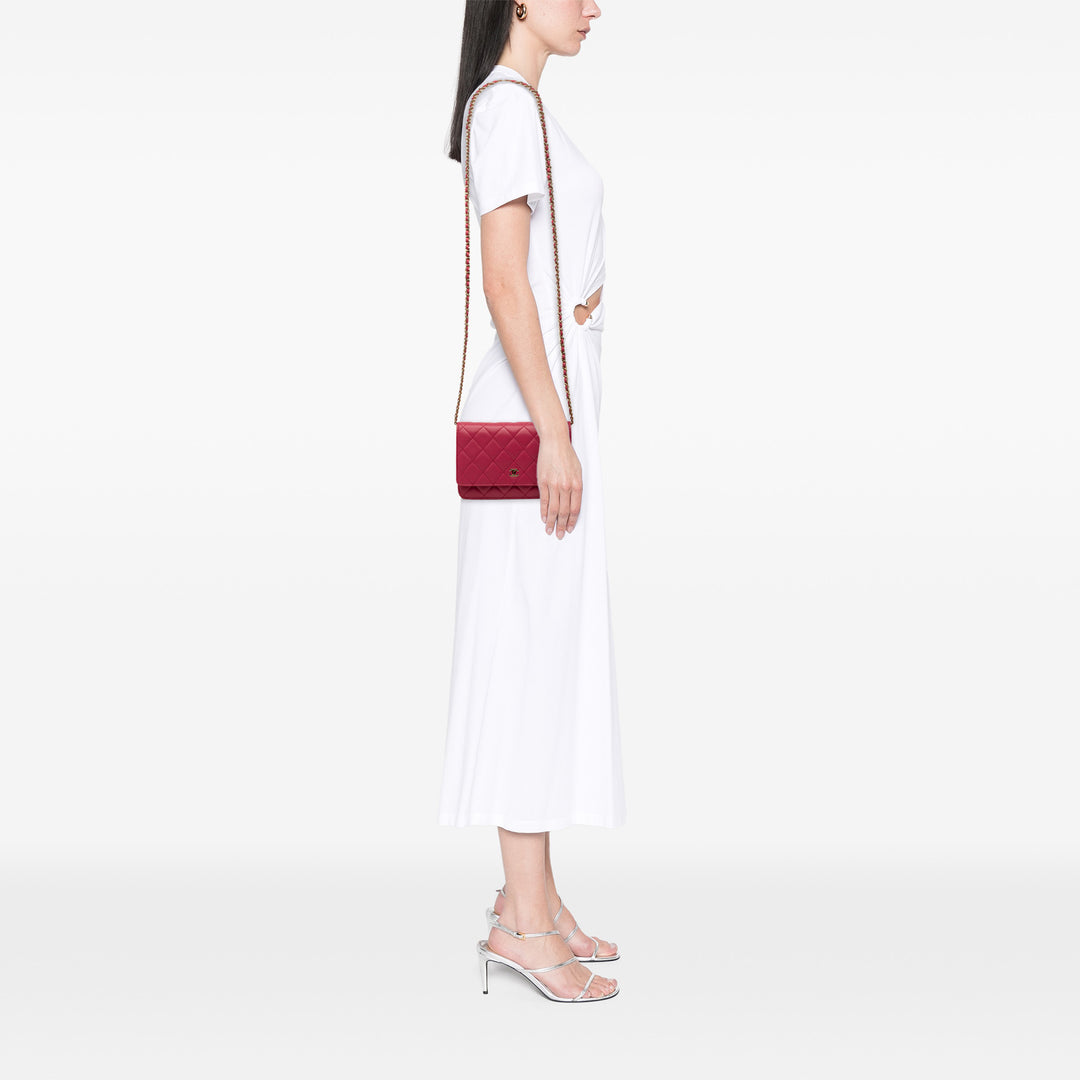 Chanel CC Matelassé Wallet on Chain Cuir d'agneau Rouge
