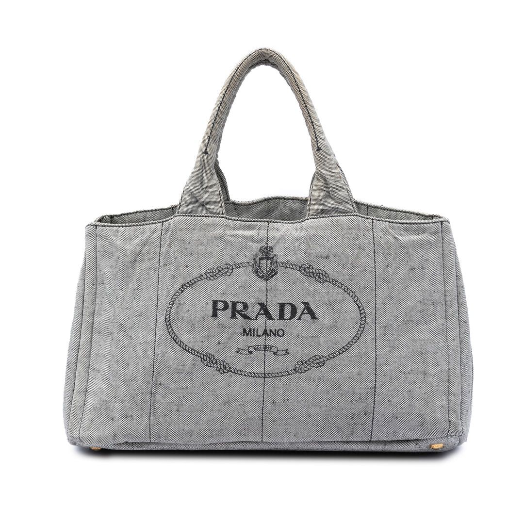 Prada Large Toile Canapa Logo Cabas