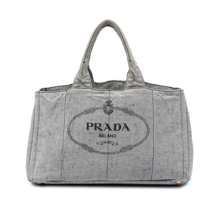 Prada Large Toile Canapa Logo Cabas