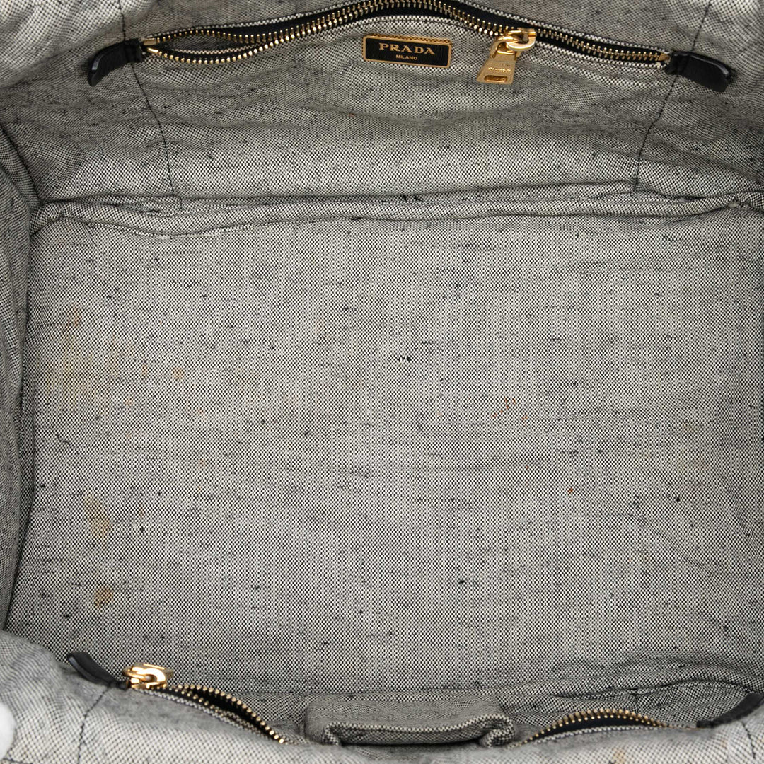 Prada Large Toile Canapa Logo Cabas