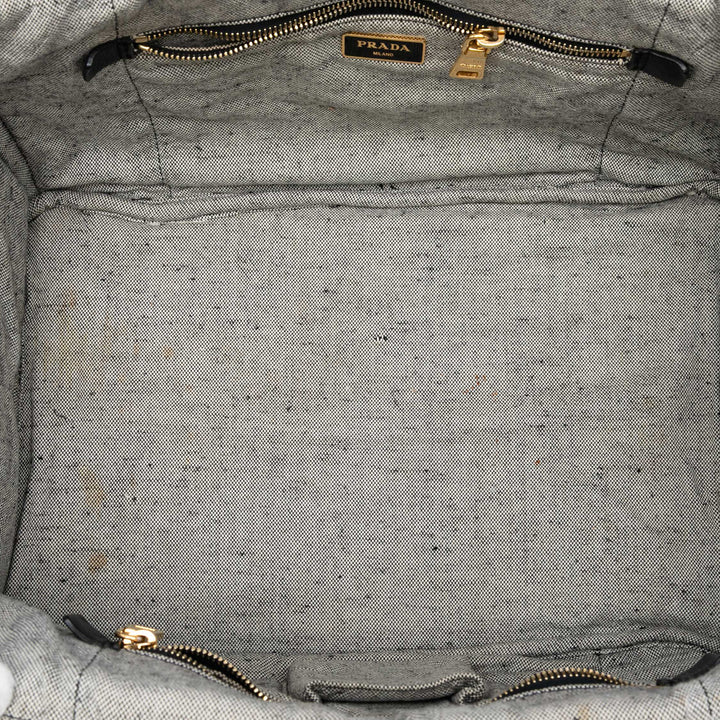 Prada Large Toile Canapa Logo Cabas