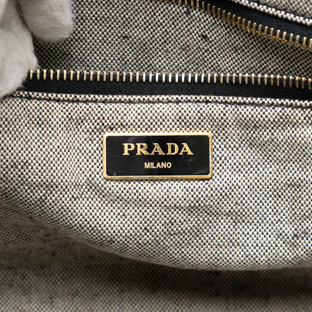 Prada Large Toile Canapa Logo Cabas