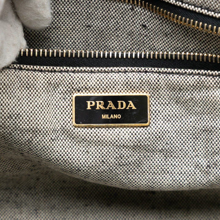 Prada Large Toile Canapa Logo Cabas