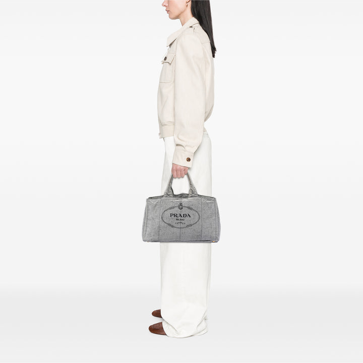 Prada Large Toile Canapa Logo Cabas
