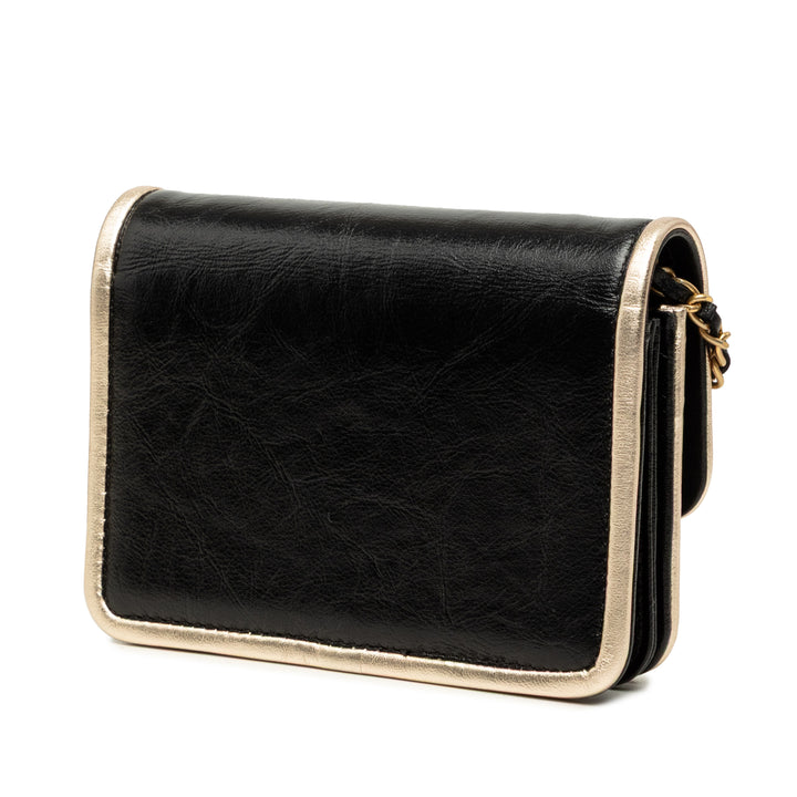 Chanel CC Métallisé Pochette avec chaîne Cuir de veau Noir – vue 2 – GABY PARIS