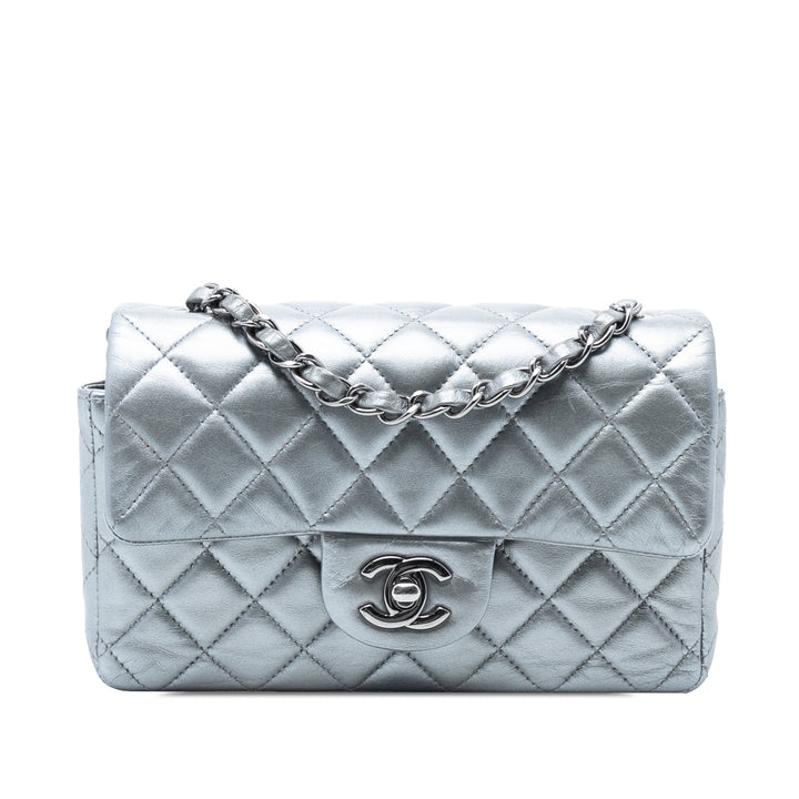 Chanel Small Matelassé Metallic Cuir d’agneau Simple rabat
