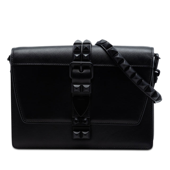 à finitions clouté City Veau Elektra Sac Saffiano Noir