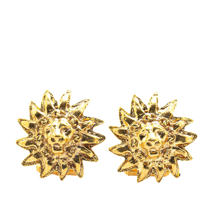 Gold Plated Lion Head Cufflinks Gold - Gaby Paris