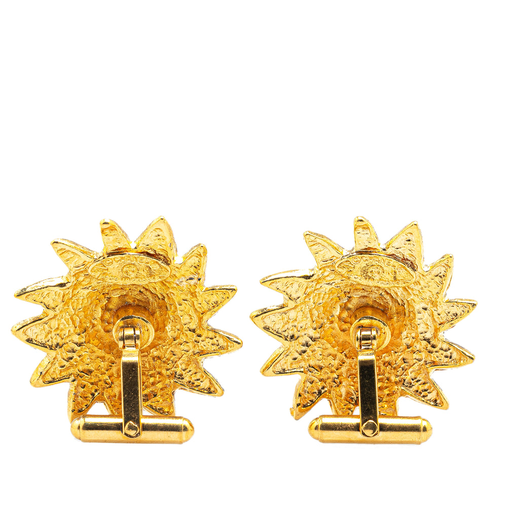 Gold Plated Lion Head Cufflinks Gold - Gaby Paris