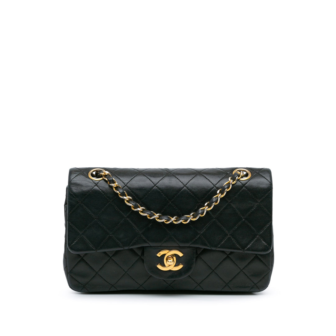 Small Classic Lambskin Double Flap Black - Gaby Paris