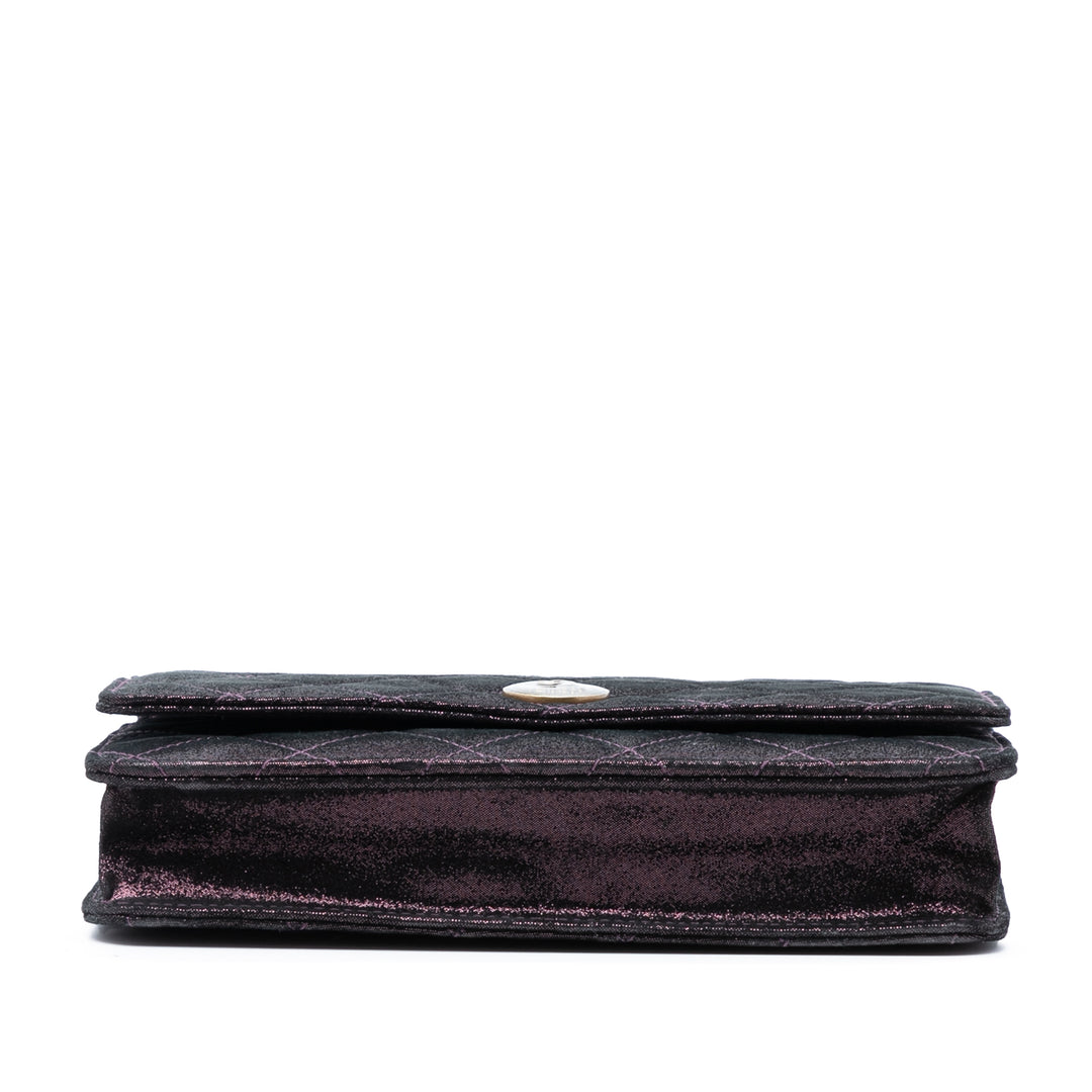 Chanel Matelassé Iridescent Cuir d’agneau Tartan Button Wallet on Chain