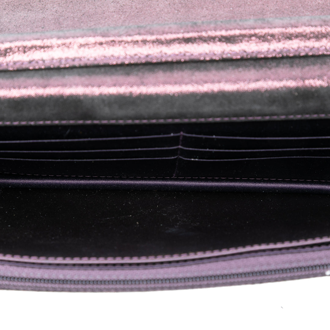 Chanel Matelassé Iridescent Cuir d’agneau Tartan Button Wallet on Chain