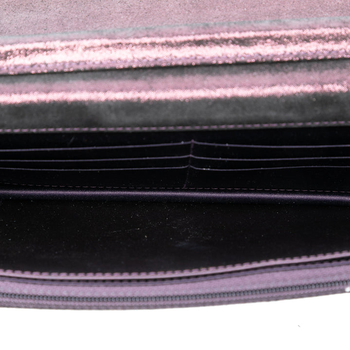 Chanel Matelassé Iridescent Cuir d’agneau Tartan Button Wallet on Chain