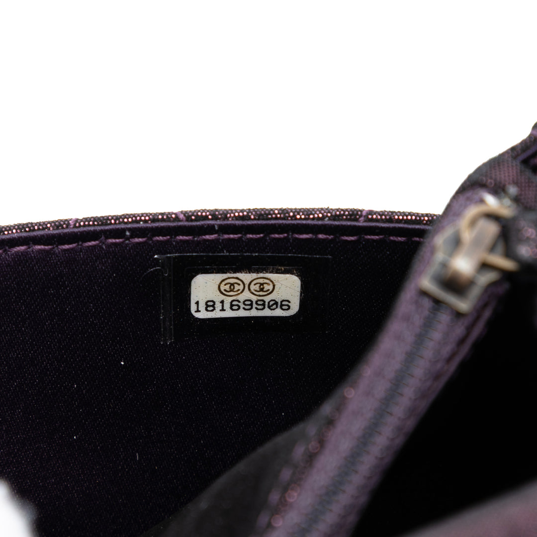 Chanel Matelassé Iridescent Cuir d’agneau Tartan Button Wallet on Chain