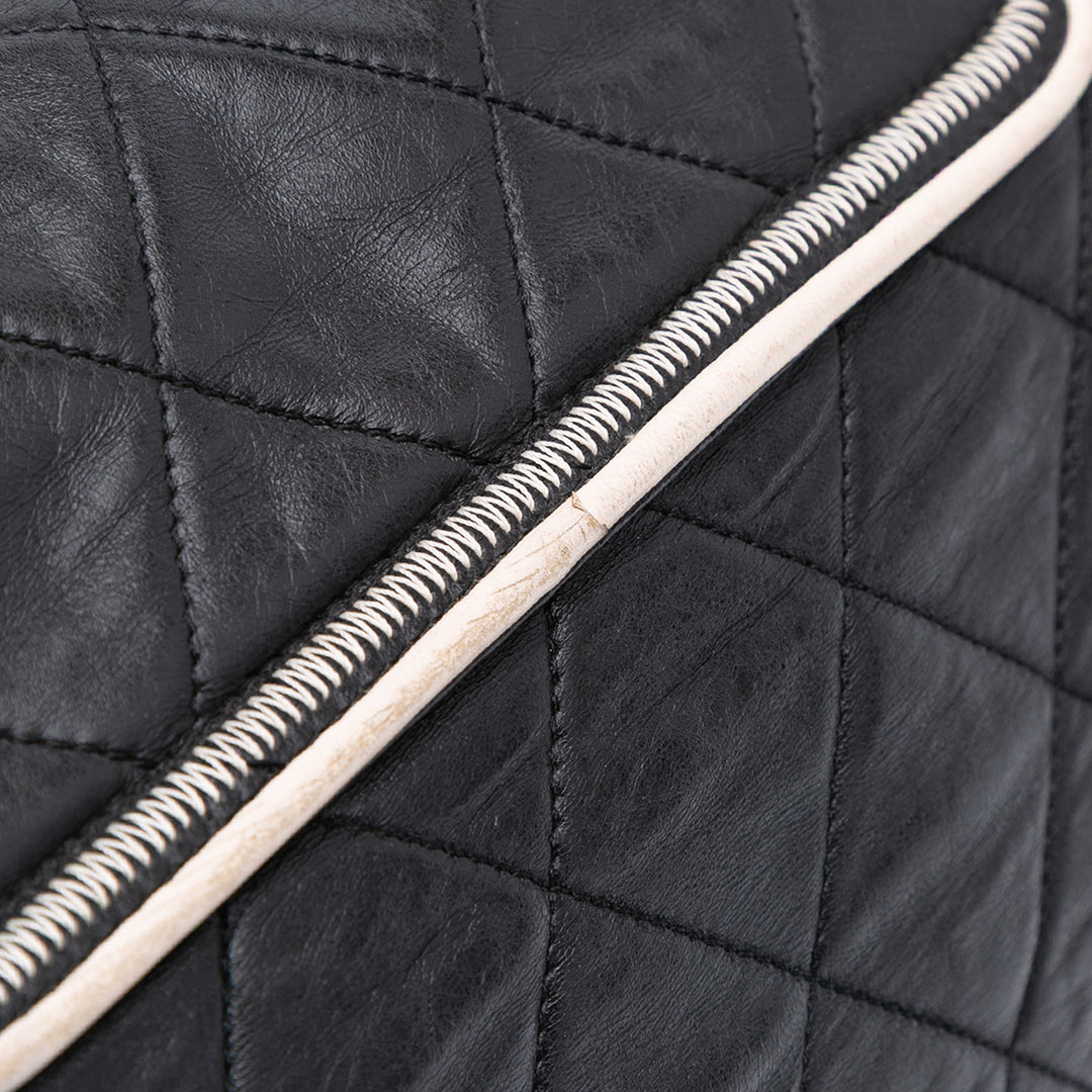 Quilted Lambskin East West Accordion Flap Black - Gaby Paris
