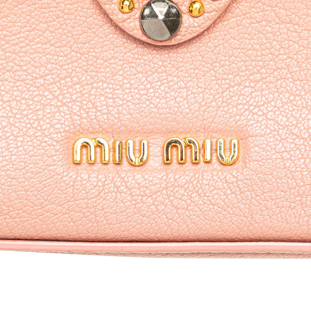 Goatskin Madras Crystal Studded Clutch Pink - Gaby Paris