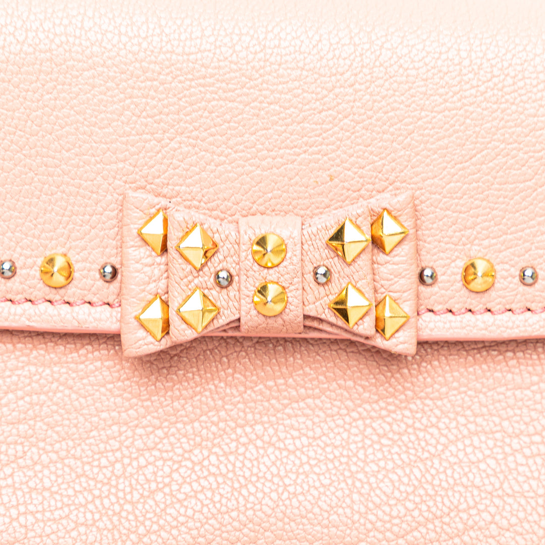 Goatskin Madras Crystal Studded Clutch Pink - Gaby Paris