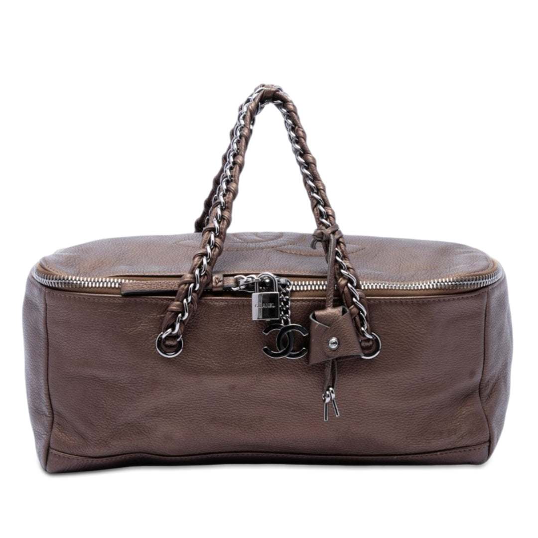 Chanel Métallisé Deerskin CC Luxe Ligne Bowler Sac Cuir