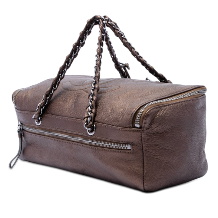 Chanel Métallisé Deerskin CC Luxe Ligne Bowler Sac Cuir