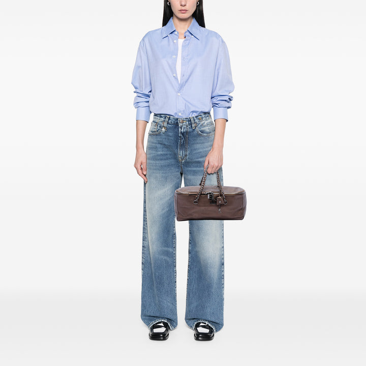 Chanel Métallisé Deerskin CC Luxe Ligne Bowler Sac Cuir
