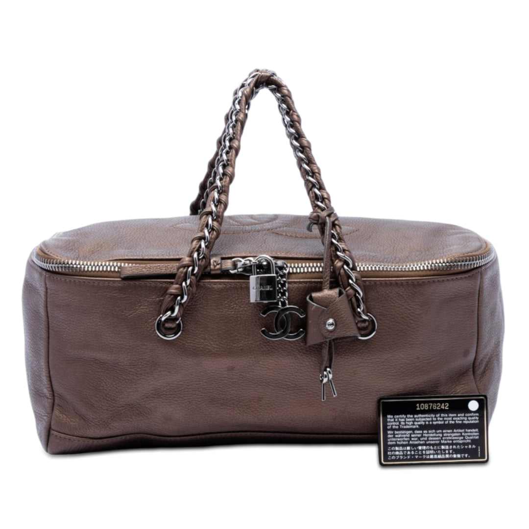 Chanel Métallisé Deerskin CC Luxe Ligne Bowler Sac Cuir