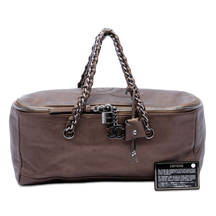 Chanel Métallisé Deerskin CC Luxe Ligne Bowler Sac Cuir