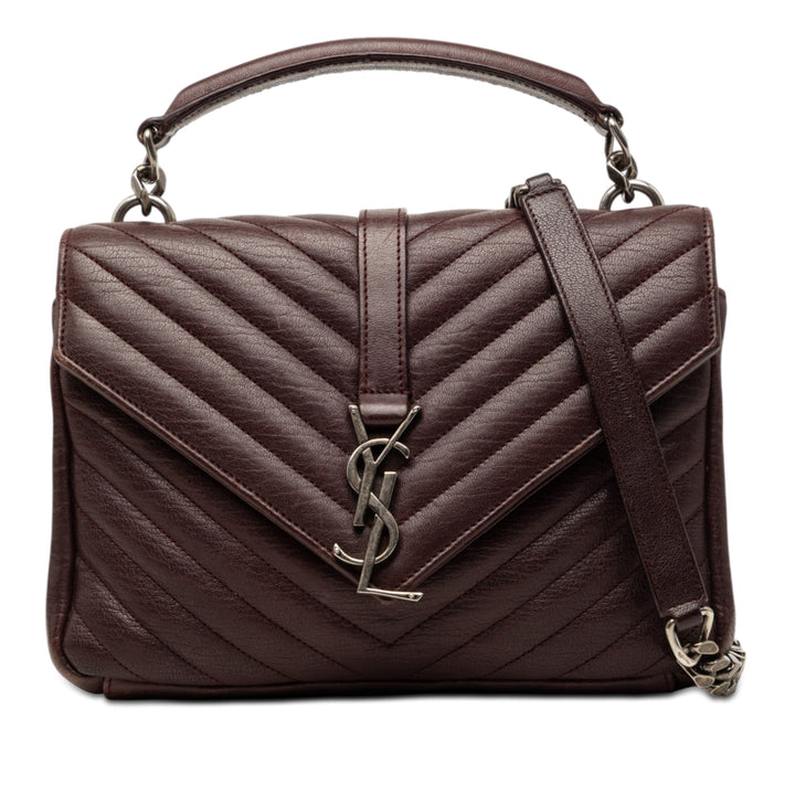 Saint Laurent Medium Matelassé Chevron Sheepskin College Sac