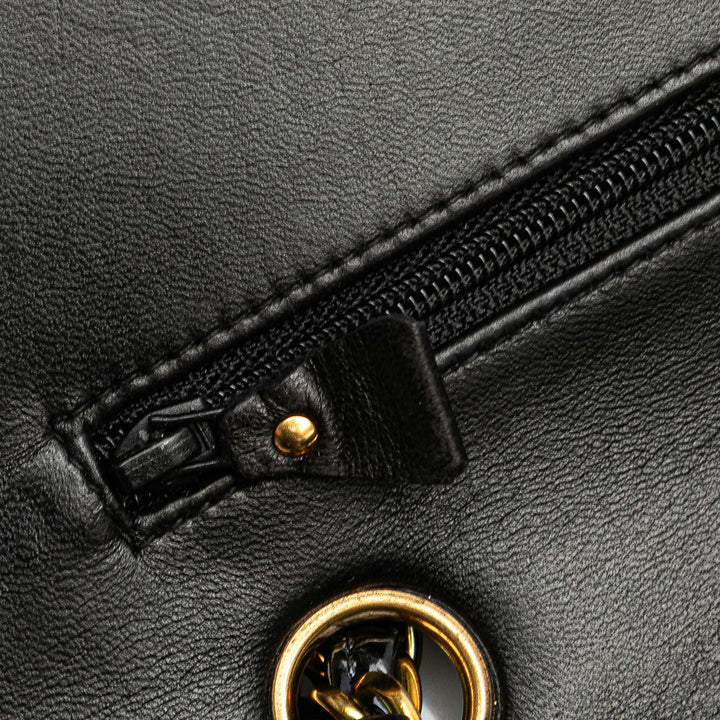 Medium Classic Patent Double Flap Black - Gaby Paris
