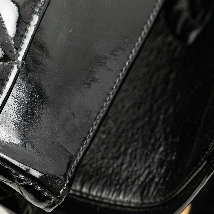 Medium Classic Patent Double Flap Black - Gaby Paris