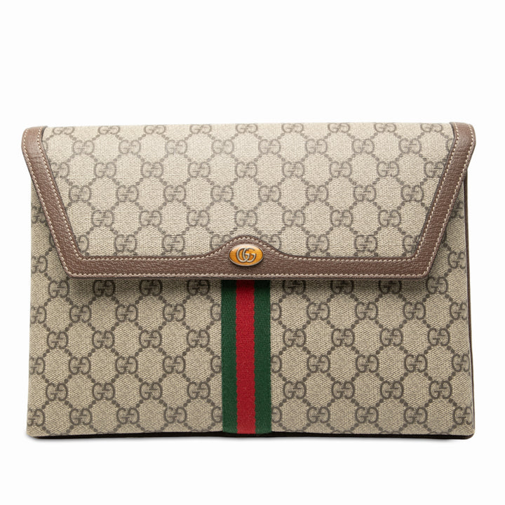 Gucci GG Supreme Web Ophidia à rabat Pochette