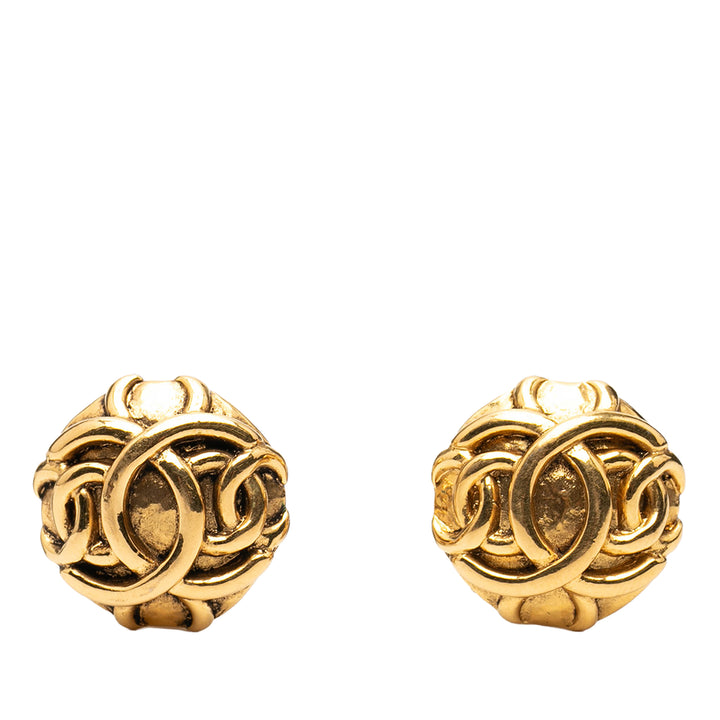 Chanel CC plaqué Rond Clip On Boucles d’oreilles