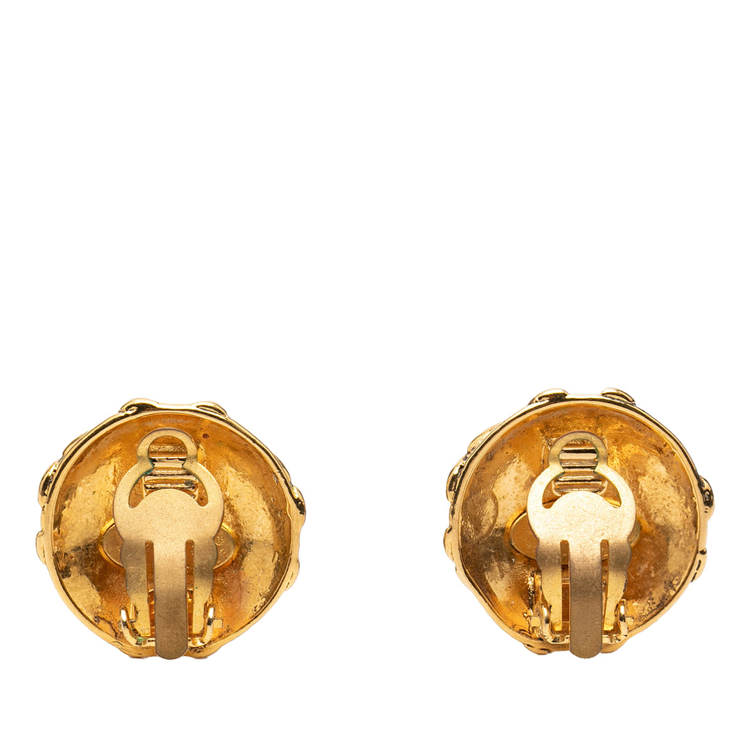 Chanel CC plaqué Rond Clip On Boucles d’oreilles