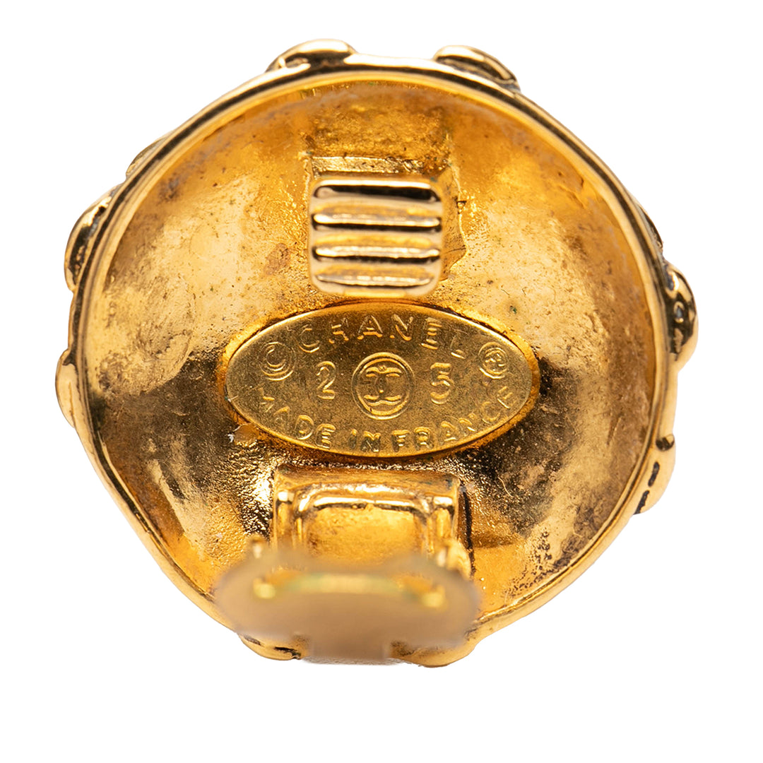 Chanel CC plaqué Rond Clip On Boucles d’oreilles
