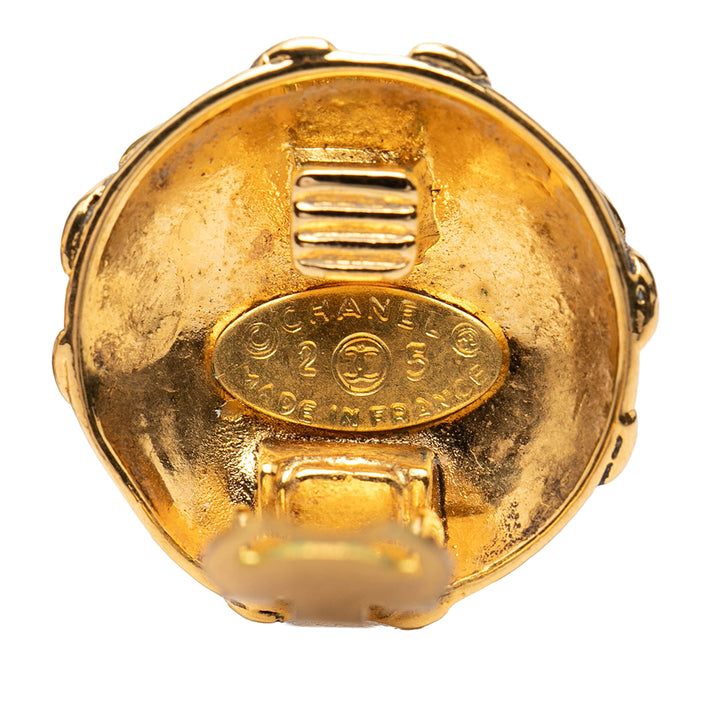 Chanel CC plaqué Rond Clip On Boucles d’oreilles