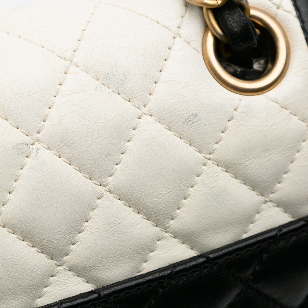 Paris Cosmopolite Small Bicolor Textured Lambskin Flap Black - Gaby Paris