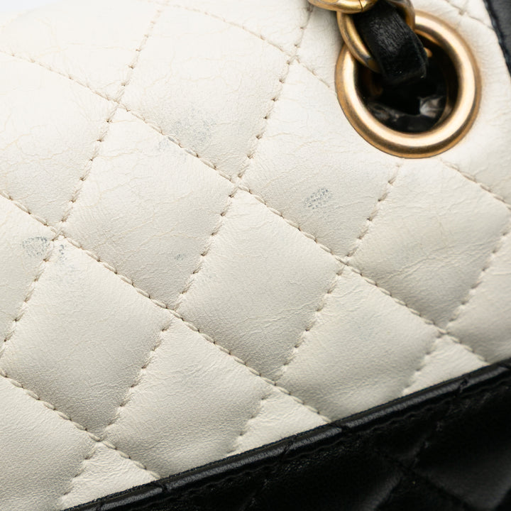 Paris Cosmopolite Small Bicolor Textured Lambskin Flap Black - Gaby Paris