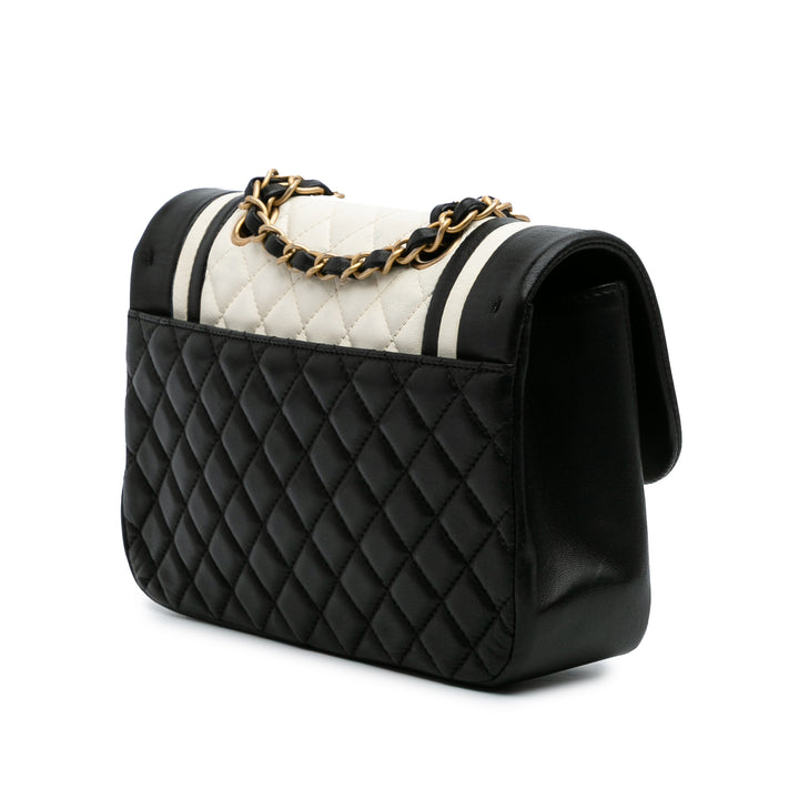 Paris Cosmopolite Small Bicolor Textured Lambskin Flap Black - Gaby Paris