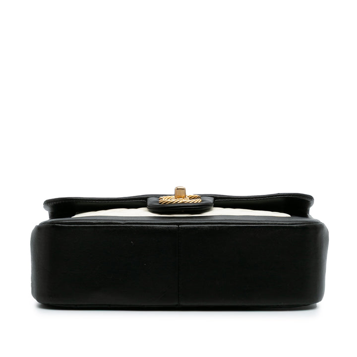Paris Cosmopolite Small Bicolor Textured Lambskin Flap Black - Gaby Paris