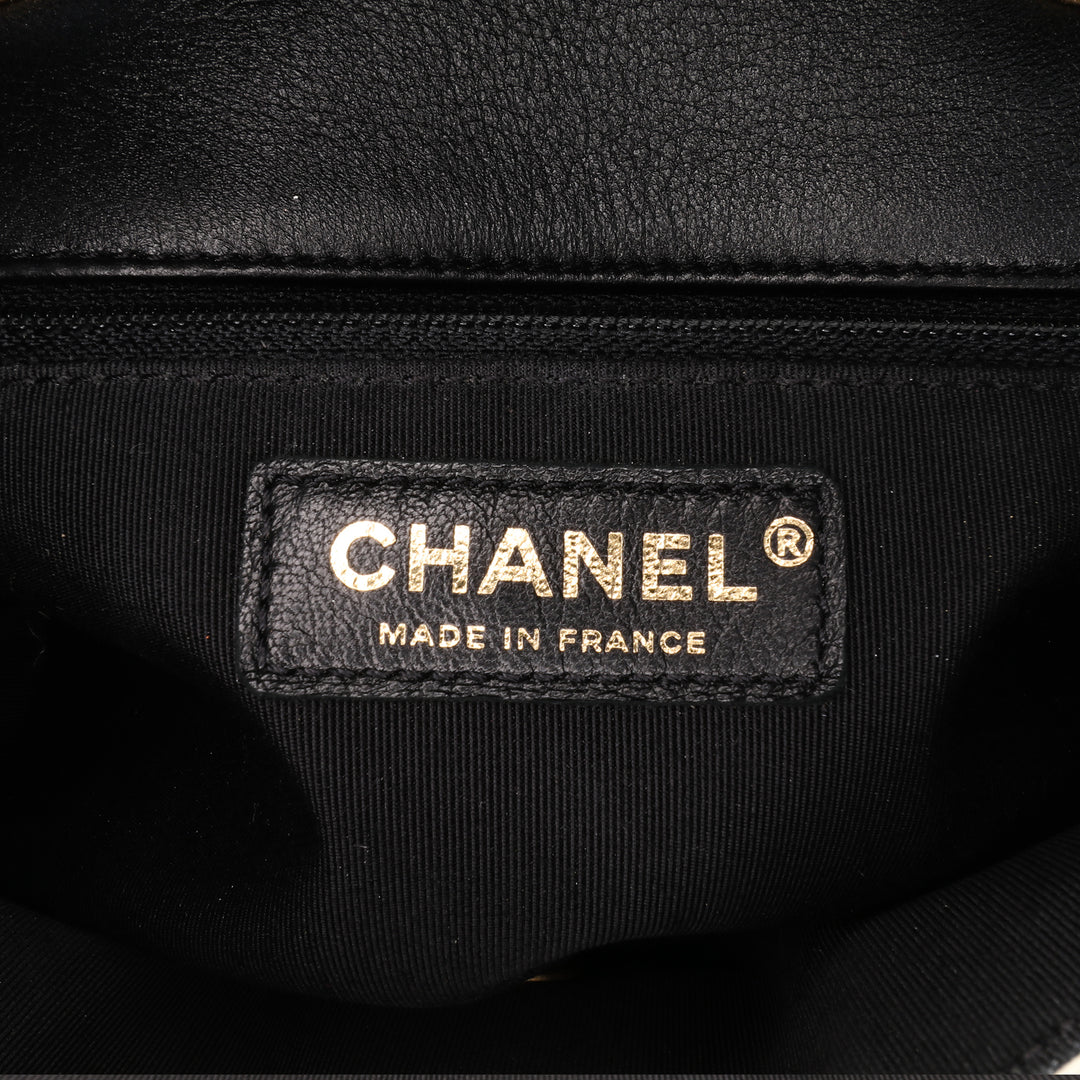 Paris Cosmopolite Small Bicolor Textured Lambskin Flap Black - Gaby Paris