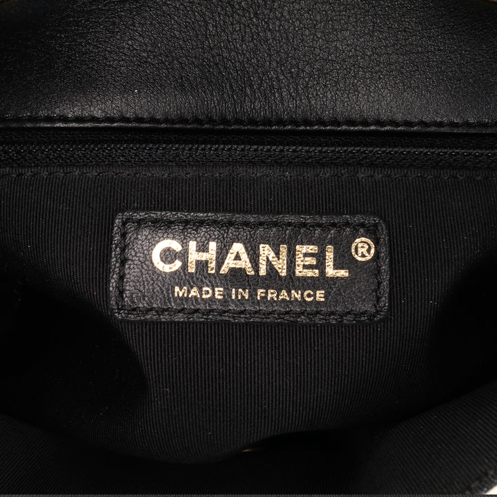 Paris Cosmopolite Small Bicolor Textured Lambskin Flap Black - Gaby Paris